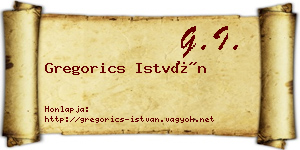 Gregorics István névjegykártya
