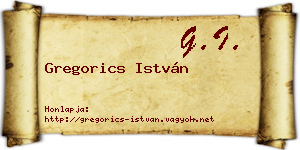 Gregorics István névjegykártya